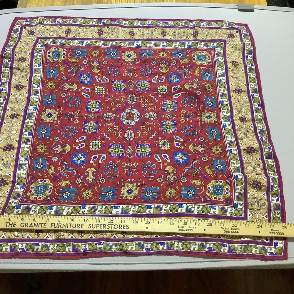 Beautiful Patterned Rolled Hem Scarf Vibrant Jewe… - image 2